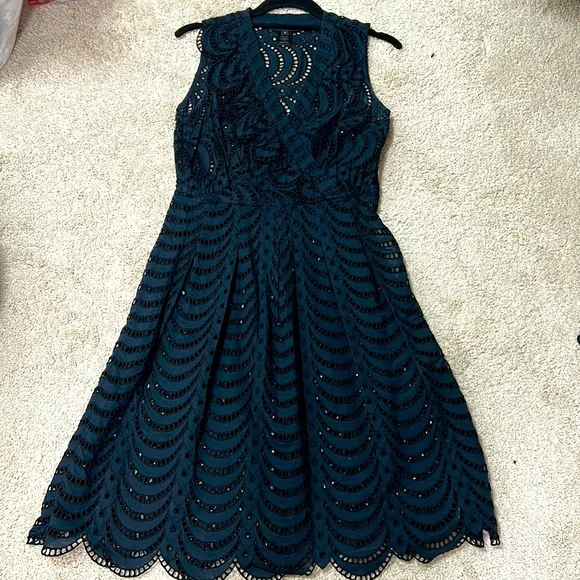 chinese dress ladies MARC JACOBS Size 4 Black Nylon Lace Sequined A-Line Dress main image 1